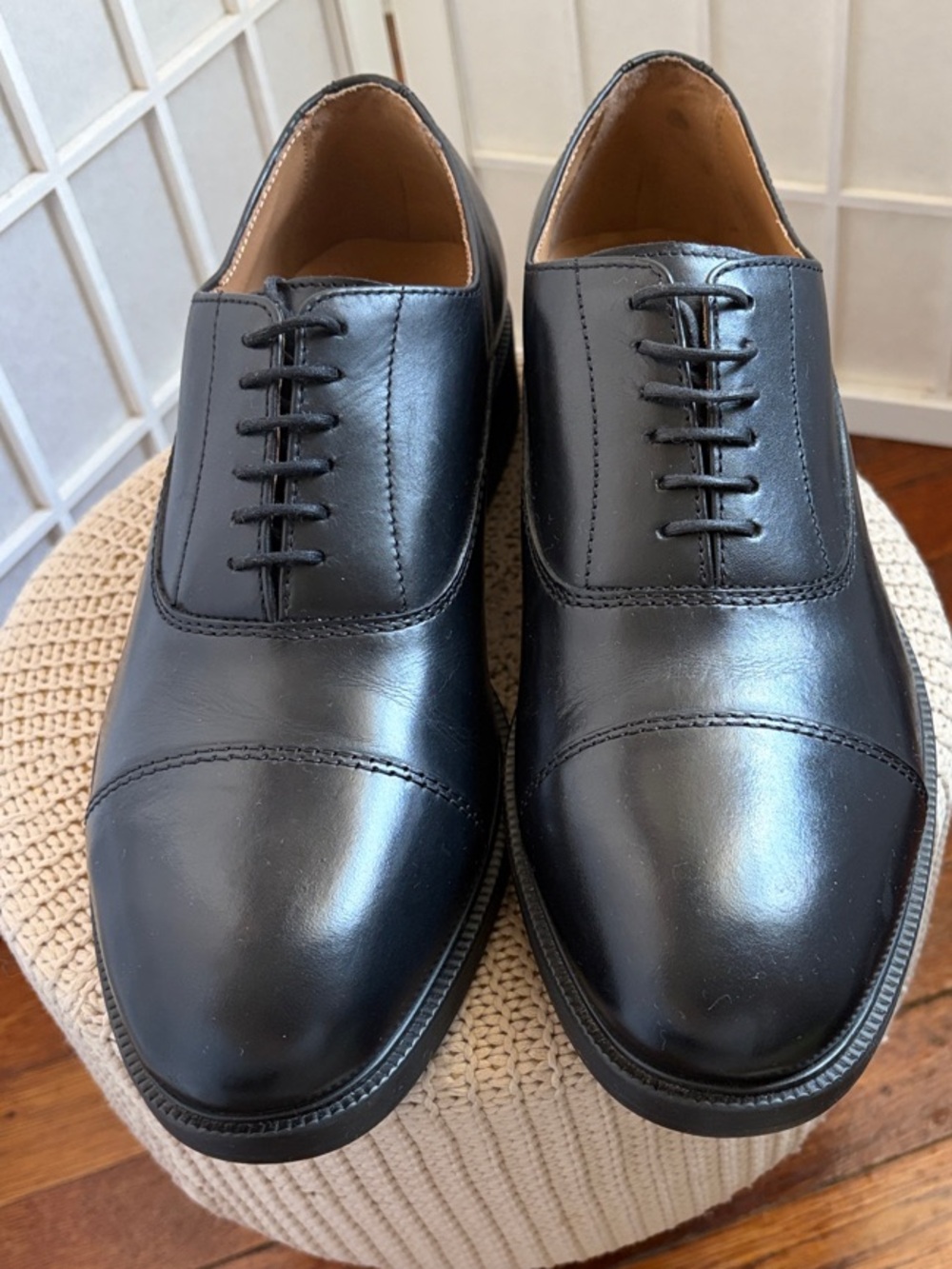 Zara Black Cap-Toe Derby Shoes for Men